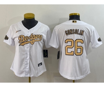 Women's Los Angeles Dodgers #26 Tony Gonsolin White 2022 All Star Stitched Cool Base Nike Jersey