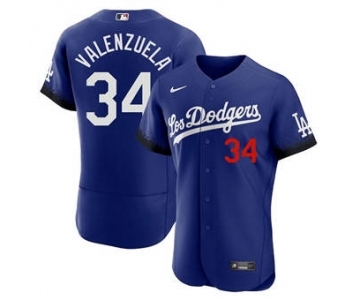 Women's Los Angeles Dodgers #34 Toro Valenzuela 2021 Royal City Connect Flex Base Stitched Baseball Jersey