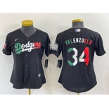 Women's Los Angeles Dodgers #34 Toro Valenzuela Mexico Black Cool Base Stitched Baseball Jersey