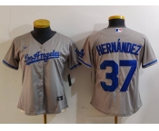 Women's Los Angeles Dodgers #37 Teoscar Hernandez Grey With Los Cool Base Stitched Jersey