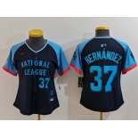 Women's Los Angeles Dodgers #37 Teoscar Hernandez Number Navy 2024 All Star Limited Stitched Jersey