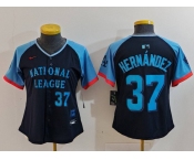 Women's Los Angeles Dodgers #37 Teoscar Hernandez Number Navy 2024 All Star Limited Stitched Jersey