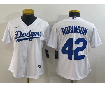 Women's Los Angeles Dodgers #42 Jackie Robinson White Stitched MLB Cool Base Nike Jersey