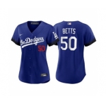 Women's Los Angeles Dodgers #50 Mookie Betts 2021 Royal City Connect Cool Base Stitched Baseball Jersey