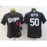 Women's Los Angeles Dodgers #50 Mookie Betts Black Stitched Baseball Jersey