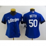 Women's Los Angeles Dodgers #50 Mookie Betts Blue City Player Jersey