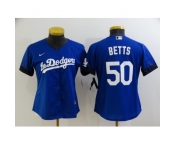 Women's Los Angeles Dodgers #50 Mookie Betts Blue City Player Jersey