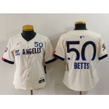 Women's Los Angeles Dodgers #50 Mookie Betts Cream 2024 City Connect Limited Jersey