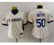 Women's Los Angeles Dodgers #50 Mookie Betts Cream 2024 City Connect Limited Stitched Jersey