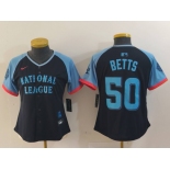 Women's Los Angeles Dodgers #50 Mookie Betts Navy 2024 All Star Limited Stitched Jersey