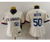 Women's Los Angeles Dodgers #50 Mookie Betts Number Cream 2024 City Connect Limited Stitched Jerseys