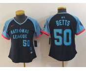 Women's Los Angeles Dodgers #50 Mookie Betts Number Navy 2024 All Star Limited Stitched Jersey