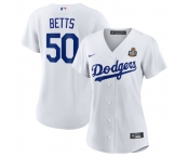 Women's Los Angeles Dodgers #50 Mookie Betts White 2024 World Series Cool Base Stitched Baseball Jersey