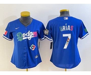 Women's Los Angeles Dodgers #7 Julio Urias Blue 2020 World Series Cool Base Nike Jersey1