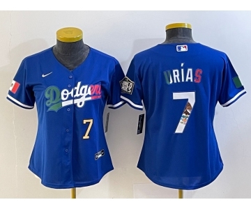 Women's Los Angeles Dodgers #7 Julio Urias Blue 2020 World Series Cool Base Nike Jersey4