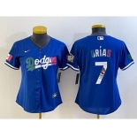 Women's Los Angeles Dodgers #7 Julio Urias Blue 2020 World Series Cool Base Nike Jersey