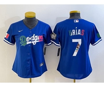 Women's Los Angeles Dodgers #7 Julio Urias Blue 2020 World Series Cool Base Nike Jersey