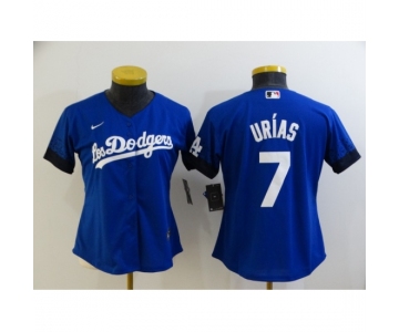 Women's Los Angeles Dodgers #7 Julio Urias Blue City Player Jersey