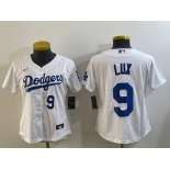 Women's Los Angeles Dodgers #9 Gavin Lux White Stitched Cool Base Nike Jersey