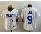 Women's Los Angeles Dodgers #9 Gavin Lux White Stitched Cool Base Nike Jerseys