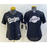 Women's Los Angeles Dodgers Big Logo Black MLB Cool Base Nike Jersey