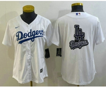 Women's Los Angeles Dodgers Big Logo White MLB Cool Base Nike Jersey