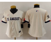 Women's Los Angeles Dodgers Blank Cream 2024 City Connect Limited Stitched Jersey