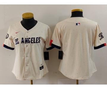 Women's Los Angeles Dodgers Blank Cream 2024 City Connect Limited Stitched Jersey