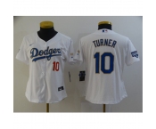 Women's Nike Los Angeles Dodgers #10 Justin Turner White Champions Authentic Jersey