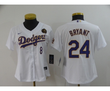 Women's Nike Los Angeles Dodgers #24 Kobe Bryant White Champions Authentic Jersey