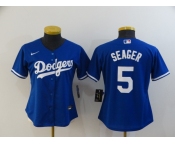 Women's Nike Los Angeles Dodgers #5 Corey Seager Blue Champions Authentic Jersey