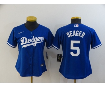 Women's Nike Los Angeles Dodgers #5 Corey Seager Blue Champions Authentic Jersey