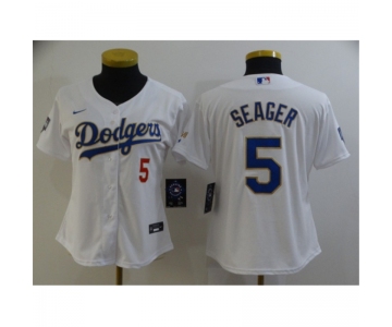 Women's Nike Los Angeles Dodgers #5 Corey Seager White Series Champions Jersey