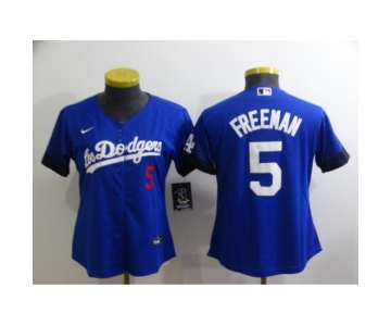 Women's Nike Los Angeles Dodgers #5 Freddie Freeman Blue City Player Jersey