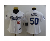 Women's Nike Los Angeles Dodgers #50 Mookie Betts White Series Champions Jersey