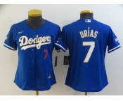 Women's Nike Los Angeles Dodgers  #7 Julio Urias Blue Champions Authentic Jersey