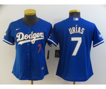 Women's Nike Los Angeles Dodgers  #7 Julio Urias Blue Champions Authentic Jersey