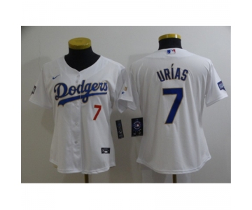 Women's Nike Los Angeles Dodgers #7 Julio Urias White Series Champions Jersey