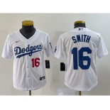 Youth Los Angeles Dodgers #16 Will Smith Number White Stitched Cool Base Nike Jersey