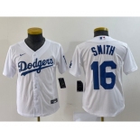 Youth Los Angeles Dodgers #16 Will Smith White Stitched Cool Base Nike Jersey