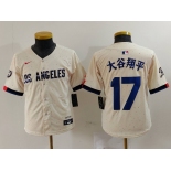 Youth Los Angeles Dodgers #17 大谷翔平 Cream Blue 2024 City Connect Limited Stitched Jersey