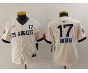 Youth Los Angeles Dodgers #17 Shohei Ohtani Cream 2024 City Connect Limited Jersey