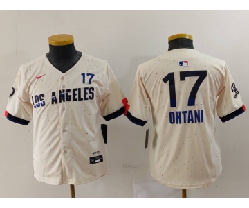 Youth Los Angeles Dodgers #17 Shohei Ohtani Cream 2024 City Connect Limited Jersey