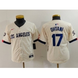 Youth Los Angeles Dodgers #17 Shohei Ohtani Cream Blue 2024 City Connect Limited Stitched Jersey