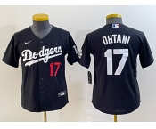 Youth Los Angeles Dodgers #17 Shohei Ohtani Number Black Turn Back The Clock Stitched Cool Base Jersey