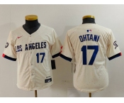 Youth Los Angeles Dodgers #17 Shohei Ohtani Number Cream Blue 2024 City Connect Limited Stitched Jerseys