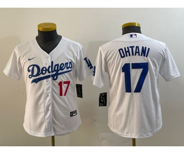 Youth Los Angeles Dodgers #17 Shohei Ohtani Number White Stitched Cool Base Nike Jersey