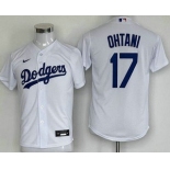 Youth Los Angeles Dodgers #17 Shohei Ohtani White Cool Base Jersey