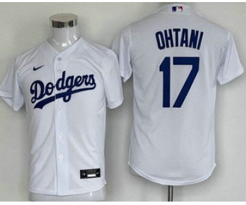 Youth Los Angeles Dodgers #17 Shohei Ohtani White Cool Base Jersey