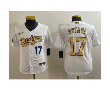 Youth Los Angeles Dodgers 17 Shohei Ohtani White Flex Base Stitched Baseball Jersey 2